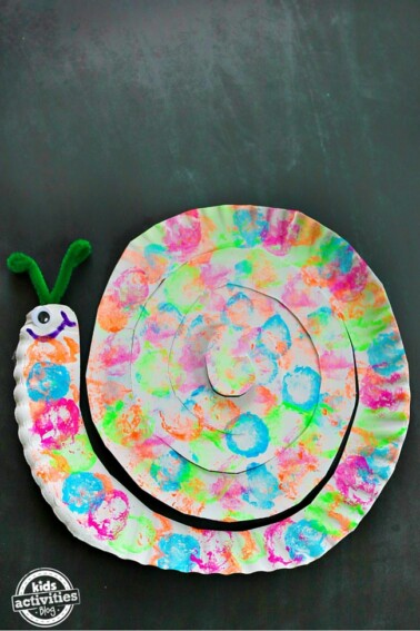 Cotton Ball Painted Snail Paper Plate Craft - fi