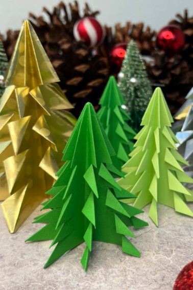 Christmas tree origami - finished product - Kids Activities Blog