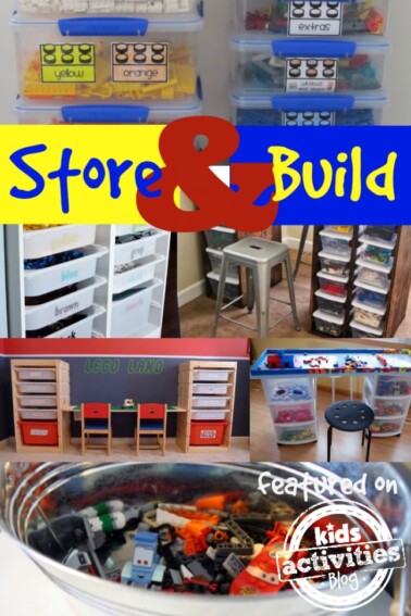 LEGO building and LEGO storage solutions - Kids Activities Blog - shown are 6 different LEGO storage systems