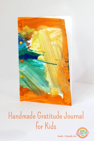 Make a Handmade Gratitude Journal with Your Kids this Thanksgiving - painted paper journal craft - Kids Activities Blog
